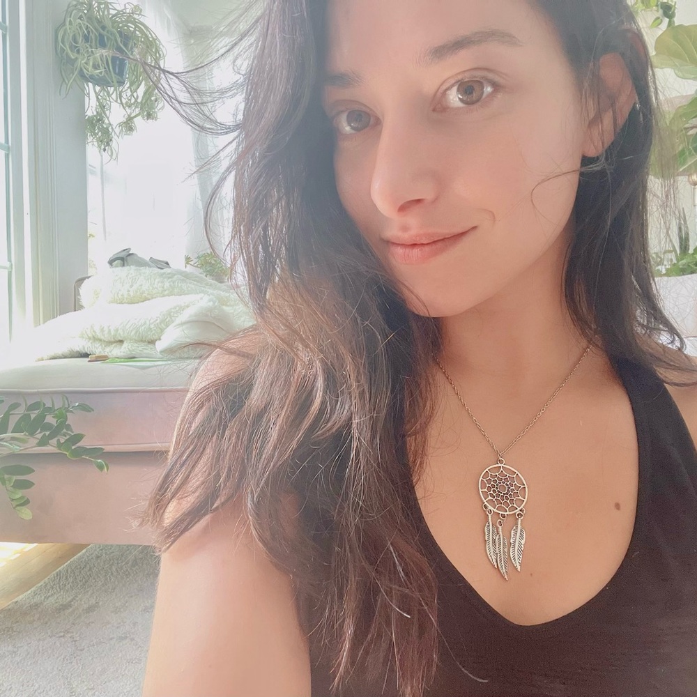 Silver Dreamcatcher Feathers Necklace